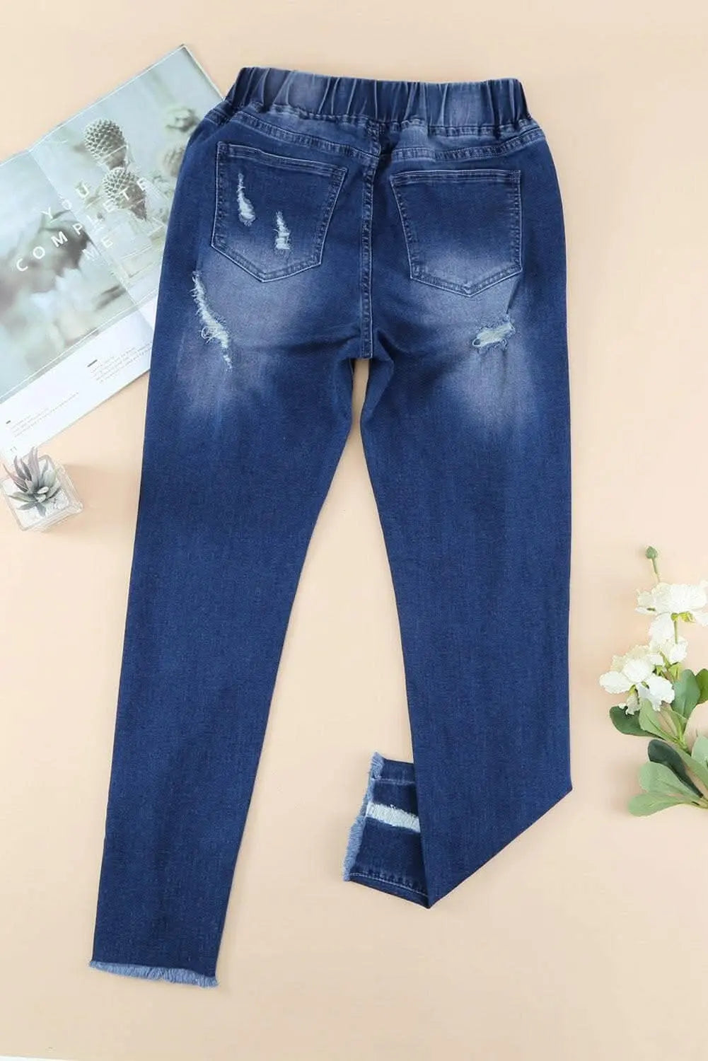 Distressed raw hem joggers - Love Salve